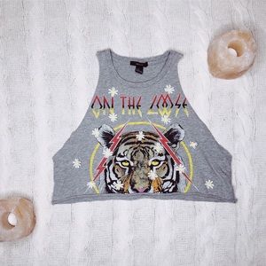 Forever 21 On The Loose Tiger Cut Off Crop Top